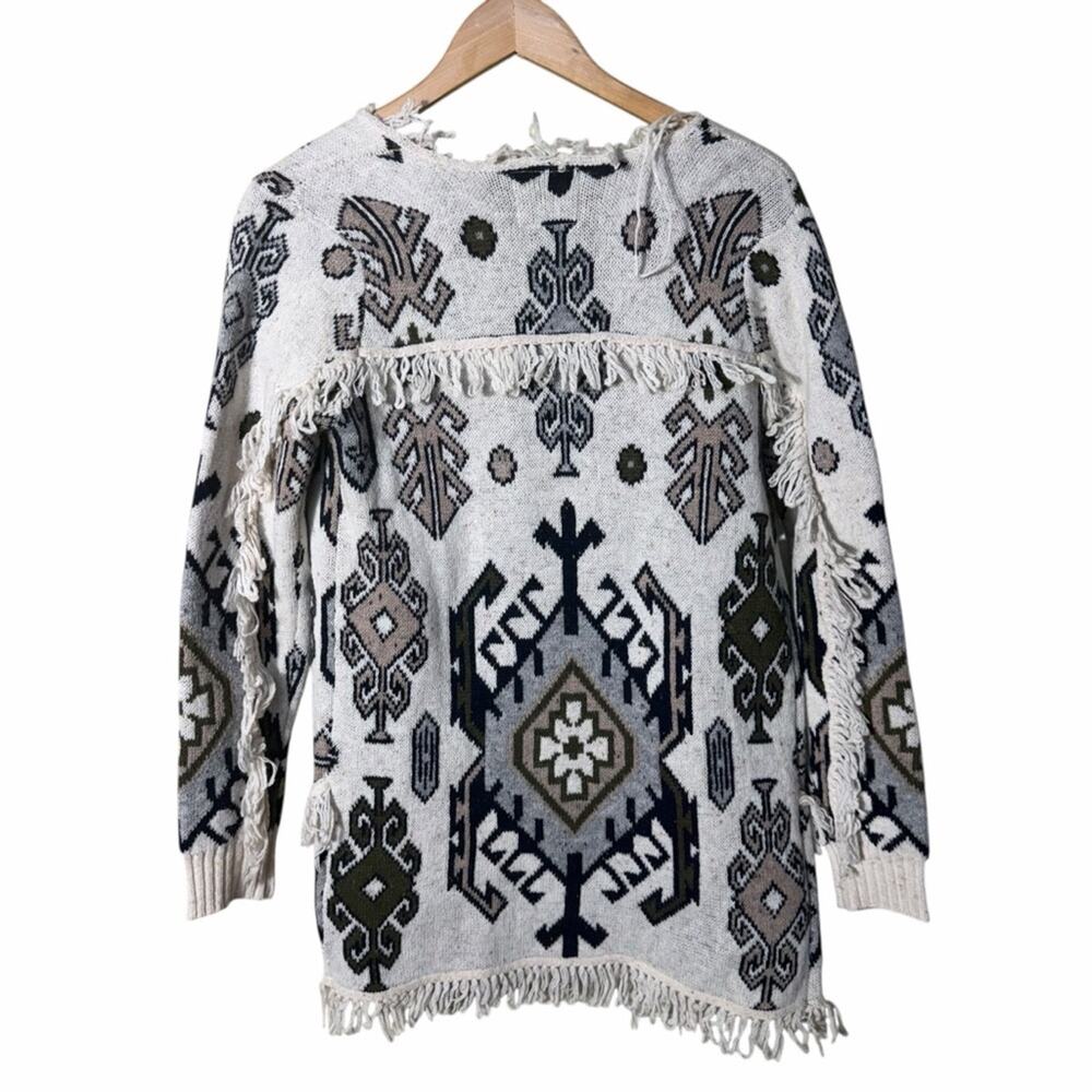 Chaser LA Tapestry Fringe Cardigan Size Small - Picture 7 of 10